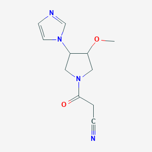 molecular formula C11H14N4O2 B1490285 3-(3-(1H-imidazol-1-yl)-4-methoxypyrrolidin-1-yl)-3-oxopropanenitrile CAS No. 2098044-96-1