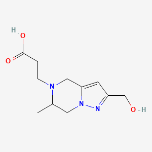 molecular formula C11H17N3O3 B1490286 3-(2-(hydroxymethyl)-6-methyl-6,7-dihydropyrazolo[1,5-a]pyrazin-5(4H)-yl)propanoic acid CAS No. 2098133-34-5