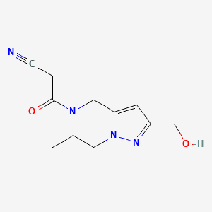 molecular formula C11H14N4O2 B1490287 3-(2-(hydroxymethyl)-6-methyl-6,7-dihydropyrazolo[1,5-a]pyrazin-5(4H)-yl)-3-oxopropanenitrile CAS No. 2098133-44-7