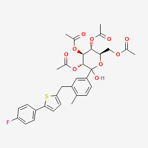 molecular formula C32H33FO10S B14902929 (3R,4S,5R,6R)-6-(Acetoxymethyl)-2-(3-((5-(4-fluorophenyl)thiophen-2-yl)methyl)-4-methylphenyl)-2-hydroxytetrahydro-2H-pyran-3,4,5-triyl triacetate 