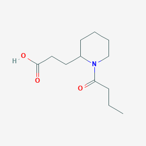 molecular formula C12H21NO3 B14903001 3-(1-Butyrylpiperidin-2-yl)propanoic acid 