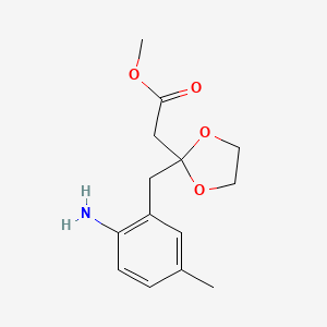 molecular formula C14H19NO4 B14903015 Methyl 2-(2-(2-amino-5-methylbenzyl)-1,3-dioxolan-2-yl)acetate 