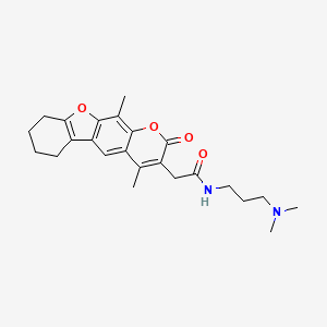 molecular formula C24H30N2O4 B14903095 2-(4,11-dimethyl-2-oxo-6,7,8,9-tetrahydro-2H-benzofuro[3,2-g]chromen-3-yl)-N-(3-(dimethylamino)propyl)acetamide 