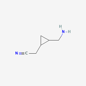 molecular formula C6H10N2 B14903169 2-(2-(Aminomethyl)cyclopropyl)acetonitrile 