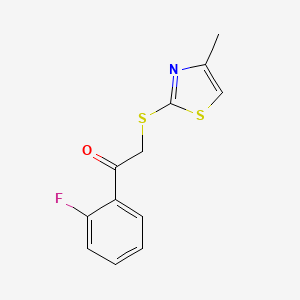 molecular formula C12H10FNOS2 B14903379 1-(2-Fluorophenyl)-2-((4-methylthiazol-2-yl)thio)ethan-1-one 