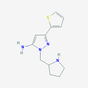 molecular formula C12H16N4S B1490363 1-(pyrrolidin-2-ylmethyl)-3-(thiophen-2-yl)-1H-pyrazol-5-amine CAS No. 2098047-84-6