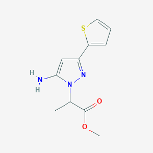 molecular formula C11H13N3O2S B1490365 methyl 2-(5-amino-3-(thiophen-2-yl)-1H-pyrazol-1-yl)propanoate CAS No. 2098088-45-8