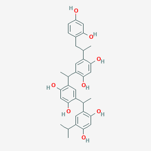 molecular formula C34H38O8 B14903760 4-(1-(2,4-Dihydroxy-5-isopropylphenyl)ethyl)-6-(1-(5-(1-(2,4-dihydroxyphenyl)propan-2-yl)-2,4-dihydroxyphenyl)ethyl)benzene-1,3-diol 