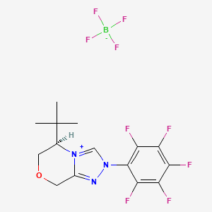 (R)-5-(tert-Butyl)-2-(perfluorophenyl)-2,5,6,8-tetrahydro-[1,2,4]triazolo[3,4-c][1,4]oxazin-4-ium tetrafluoroborate