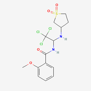 molecular formula C14H17Cl3N2O4S B14903898 2-methoxy-N-{2,2,2-trichloro-1-[(1,1-dioxidotetrahydrothiophen-3-yl)amino]ethyl}benzamide 