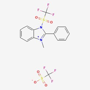 1-Methyl-2-phenyl-3-((trifluoromethyl)sulfonyl)-1H-benzo[d]imidazol-3-ium trifluoromethanesulfonate