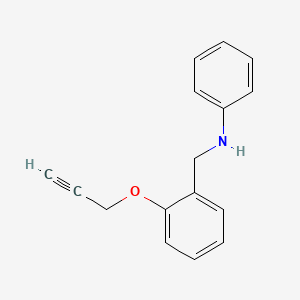 molecular formula C16H15NO B14904356 N-phenyl-N-[2-(2-propynyloxy)benzyl]amine 