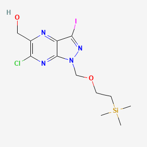 molecular formula C12H18ClIN4O2Si B14904424 (6-Chloro-3-iodo-1-((2-(trimethylsilyl)ethoxy)methyl)-1H-pyrazolo[3,4-b]pyrazin-5-yl)methanol 