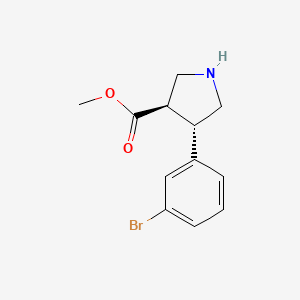 molecular formula C12H14BrNO2 B14904550 trans-Methyl-4-(3-bromophenyl)pyrrolidine-3-carboxylate 