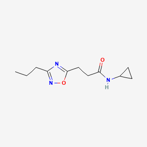 molecular formula C11H17N3O2 B14904605 N-cyclopropyl-3-(3-propyl-1,2,4-oxadiazol-5-yl)propanamide 