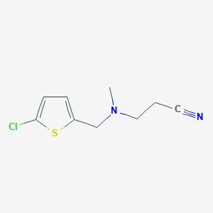 molecular formula C9H11ClN2S B14904756 3-(((5-Chlorothiophen-2-yl)methyl)(methyl)amino)propanenitrile 