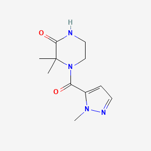 molecular formula C11H16N4O2 B14904996 3,3-dimethyl-4-(1-methyl-1H-pyrazole-5-carbonyl)piperazin-2-one 