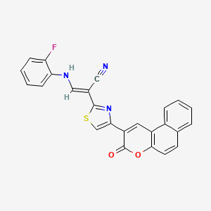 molecular formula C25H14FN3O2S B14905058 (2E)-3-[(2-fluorophenyl)amino]-2-[4-(3-oxo-3H-benzo[f]chromen-2-yl)-1,3-thiazol-2-yl]prop-2-enenitrile 