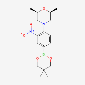 molecular formula C17H25BN2O5 B1490522 顺式-4-(4-(5,5-二甲基-1,3,2-二氧杂硼环丁烷-2-基)-2-硝基苯基)-2,6-二甲基吗啉 CAS No. 2016805-42-6