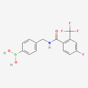 molecular formula C15H12BF4NO3 B1490524 [4-[[[4-Fluoro-2-(trifluoromethyl)benzoyl]amino]methyl]phenyl]boronic acid CAS No. 1841505-08-5