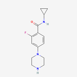 molecular formula C14H18FN3O B1490530 N-Cyclopropyl-2-fluoro-4-piperazin-1-yl-benzamide CAS No. 2055359-77-6