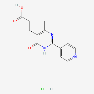 molecular formula C13H14ClN3O3 B1490545 3-[4-Methyl-6-oxo-2-(pyridin-4-yl)-1,6-dihydropyrimidin-5-yl]propanoic acid hydrochloride CAS No. 1311315-21-5