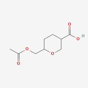 molecular formula C9H14O5 B14905495 6-(Acetoxymethyl)tetrahydro-2H-pyran-3-carboxylic acid 