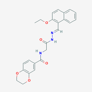 (E)-N-(2-(2-((2-Ethoxynaphthalen-1-yl)methylene)hydrazinyl)-2-oxoethyl)-2,3-dihydrobenzo[b][1,4]dioxine-6-carboxamide