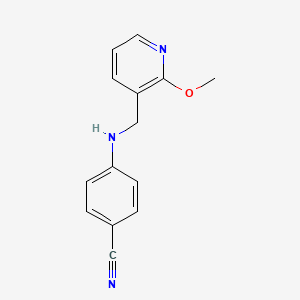 molecular formula C14H13N3O B14905933 4-(((2-Methoxypyridin-3-yl)methyl)amino)benzonitrile 