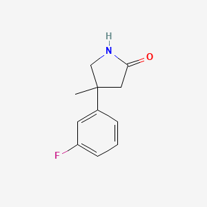 molecular formula C11H12FNO B1490608 4-(3-Fluorophenyl)-4-methylpyrrolidin-2-one CAS No. 1479611-24-9