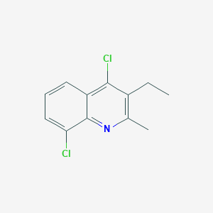 molecular formula C12H11Cl2N B14906151 4,8-Dichloro-3-ethyl-2-methylquinoline 