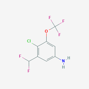 molecular formula C8H5ClF5NO B14906215 4-Chloro-3-(difluoromethyl)-5-(trifluoromethoxy)aniline 