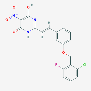 2-[(E)-2-{3-[(2-chloro-6-fluorobenzyl)oxy]phenyl}ethenyl]-6-hydroxy-5-nitropyrimidin-4(3H)-one