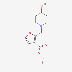 molecular formula C13H19NO4 B14906448 Ethyl 2-((4-hydroxypiperidin-1-yl)methyl)furan-3-carboxylate 