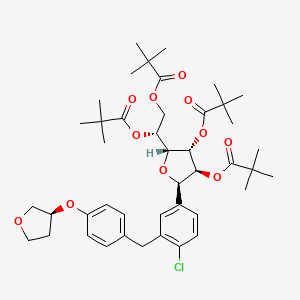 molecular formula C43H59ClO11 B14906585 (2R,3S,4S,5R)-2-((R)-1,2-Bis(pivaloyloxy)ethyl)-5-(4-chloro-3-(4-(((S)-tetrahydrofuran-3-yl)oxy)benzyl)phenyl)tetrahydrofuran-3,4-diyl bis(2,2-dimethylpropanoate) 