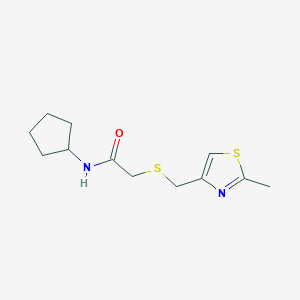 molecular formula C12H18N2OS2 B14906601 n-Cyclopentyl-2-(((2-methylthiazol-4-yl)methyl)thio)acetamide 