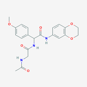 molecular formula C21H23N3O6 B14906614 N~2~-acetyl-N-[2-(2,3-dihydro-1,4-benzodioxin-6-ylamino)-1-(4-methoxyphenyl)-2-oxoethyl]glycinamide 