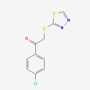 molecular formula C10H7ClN2OS2 B14906669 2-((1,3,4-Thiadiazol-2-yl)thio)-1-(4-chlorophenyl)ethan-1-one 