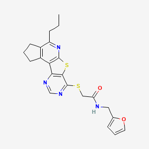 N-(furan-2-ylmethyl)-2-[(7-propyl-10-thia-8,13,15-triazatetracyclo[7.7.0.02,6.011,16]hexadeca-1(9),2(6),7,11(16),12,14-hexaen-12-yl)sulfanyl]acetamide