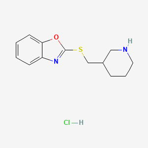 molecular formula C13H17ClN2OS B1490710 2-((Piperidin-3-ylmethyl)thio)benzo[d]oxazole hydrochloride CAS No. 1211498-65-5