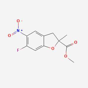 molecular formula C11H10FNO5 B14907194 Methyl 6-fluoro-2-methyl-5-nitro-2,3-dihydrobenzofuran-2-carboxylate 