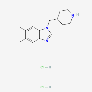 molecular formula C15H23Cl2N3 B1490722 5,6-dimethyl-1-(piperidin-4-ylmethyl)-1H-benzimidazole dihydrochloride CAS No. 1351644-73-9