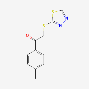 molecular formula C11H10N2OS2 B14907239 2-((1,3,4-Thiadiazol-2-yl)thio)-1-(p-tolyl)ethan-1-one 