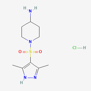 molecular formula C10H19ClN4O2S B1490733 1-[(3,5-二甲基-1H-吡唑-4-基)磺酰基]哌啶-4-胺盐酸盐 CAS No. 1840112-58-4