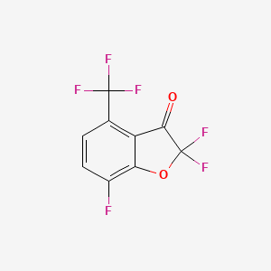 molecular formula C9H2F6O2 B14907344 2,2,7-Trifluoro-4-(trifluoromethyl)benzofuran-3(2H)-one 