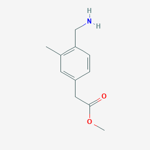 molecular formula C11H15NO2 B14907578 Methyl 2-(4-(aminomethyl)-3-methylphenyl)acetate 