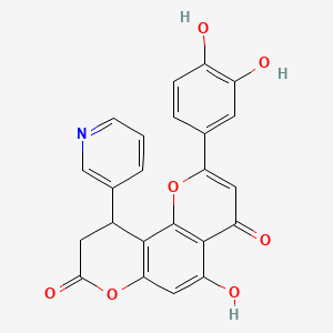 2-(3,4-dihydroxyphenyl)-5-hydroxy-10-(pyridin-3-yl)-9,10-dihydro-4H,8H-pyrano[2,3-f]chromene-4,8-dione