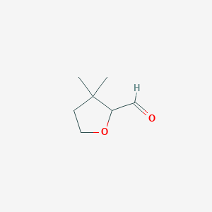 molecular formula C7H12O2 B1490775 3,3-Dimethyltetrahydrofuran-2-carbaldehyde CAS No. 1404195-12-5