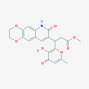 methyl 3-(3-hydroxy-6-methyl-4-oxo-4H-pyran-2-yl)-3-(7-oxo-2,3,6,7-tetrahydro-[1,4]dioxino[2,3-g]quinolin-8-yl)propanoate