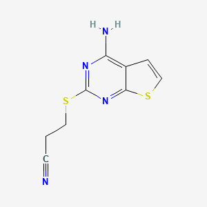 molecular formula C9H8N4S2 B14908039 3-((4-Aminothieno[2,3-d]pyrimidin-2-yl)thio)propanenitrile 